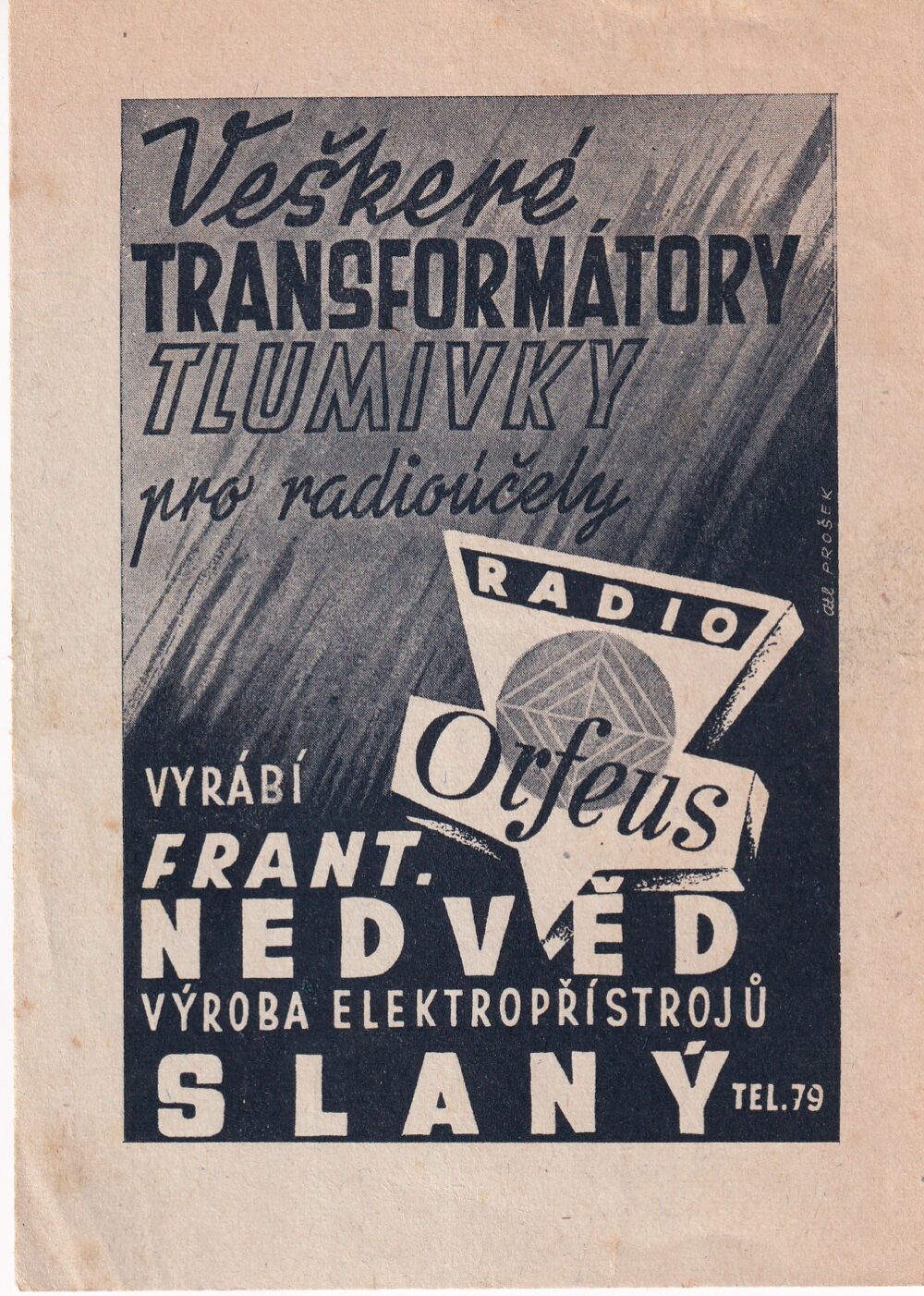 Reklamní leták Radio Orfeus, Nedvěd Slaný 1.po.20.st