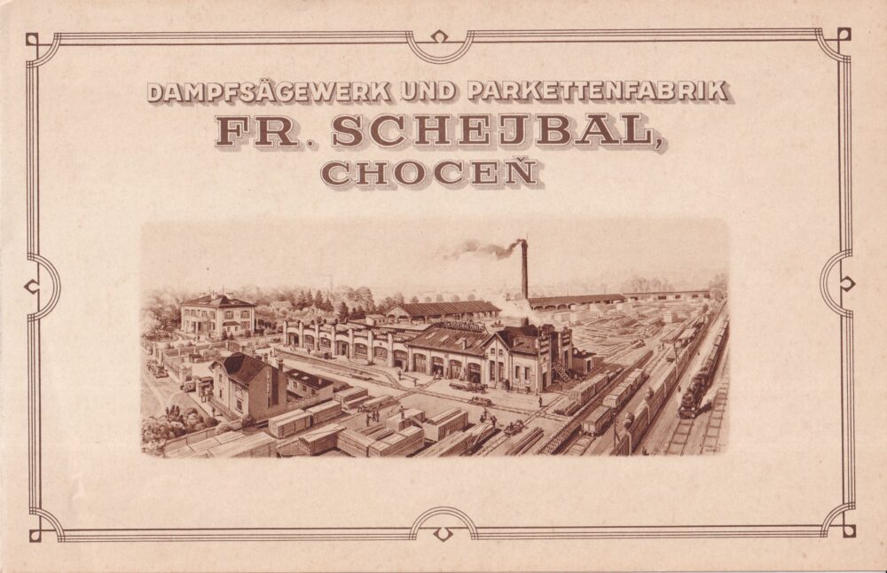 Leták Továrna na parkety, Choceň Schejbal 1.pol.20.stol.