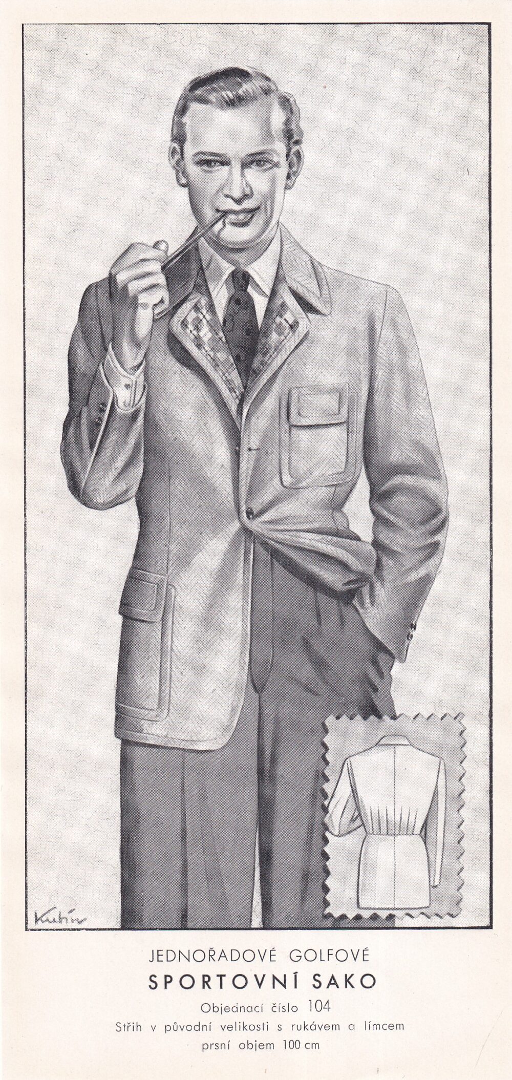 Leták pánská móda, jednořadové golfové sportovní sako