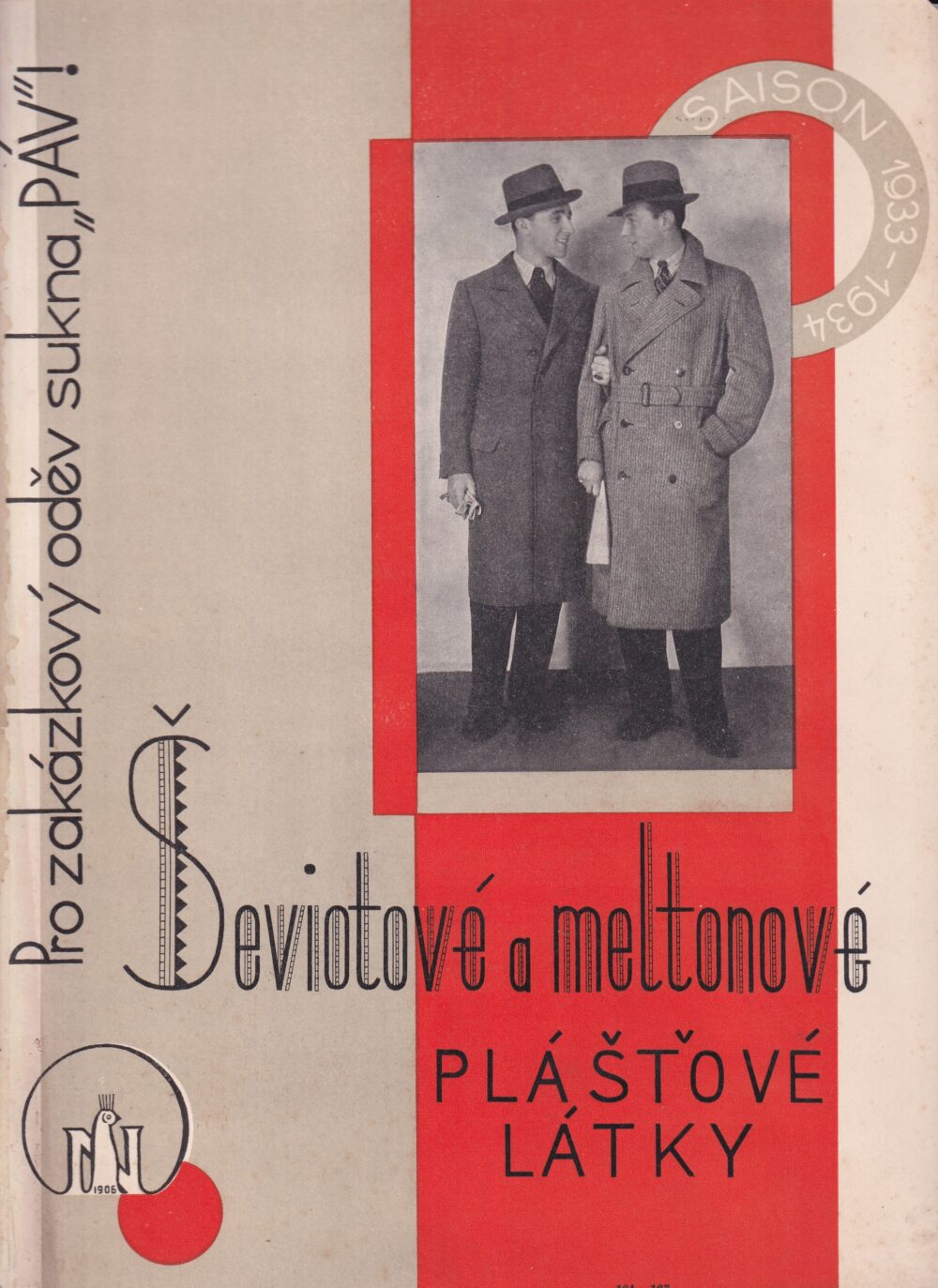 Reklamní desky od vzorků látek PÁV, 1.pol.20.stol.