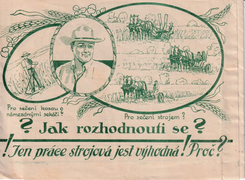 Leták Melicharovy stroje, zemědělství Brandýs n./L. r.1925
