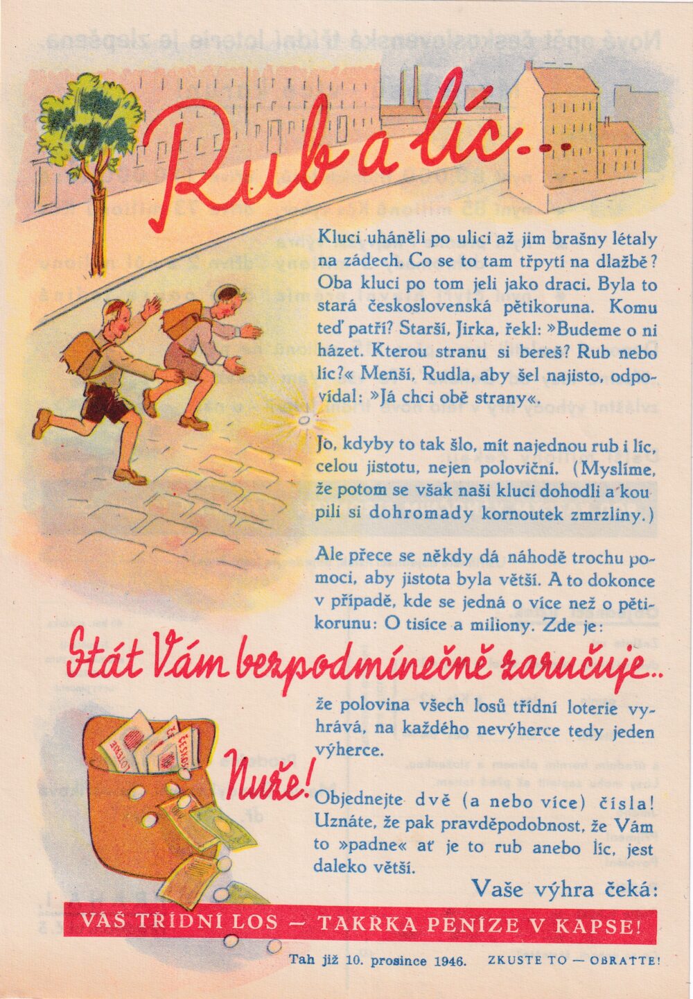 Prodejna čsl.třídní loterie Bondybeyová, objednací lístek 1.pol.20.st.