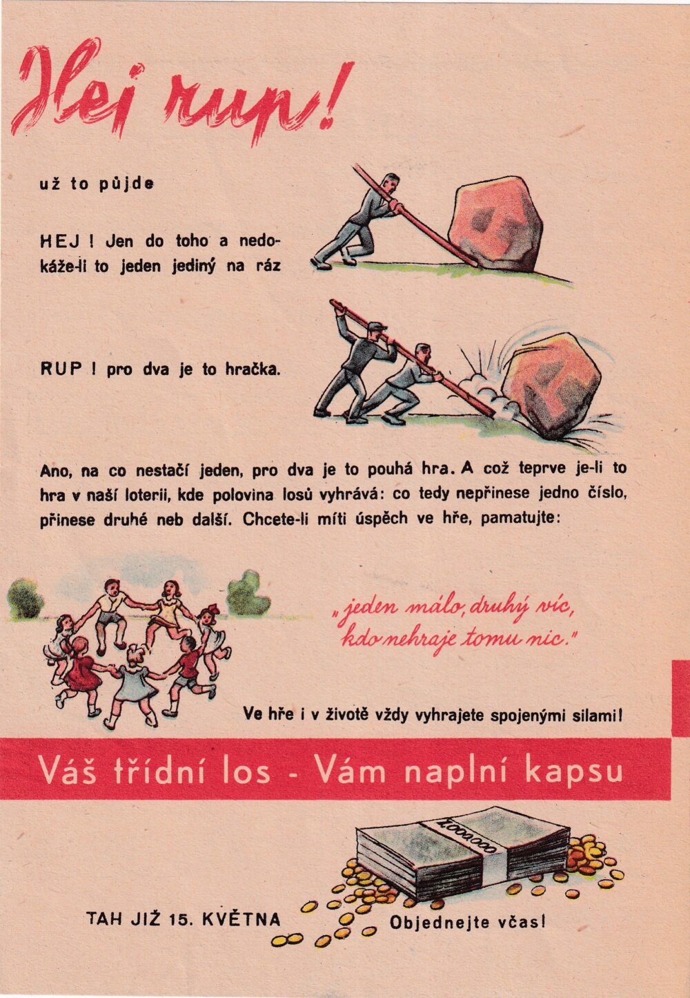 Leták Pod vánočním stromkem-výhra na třídní los 1946