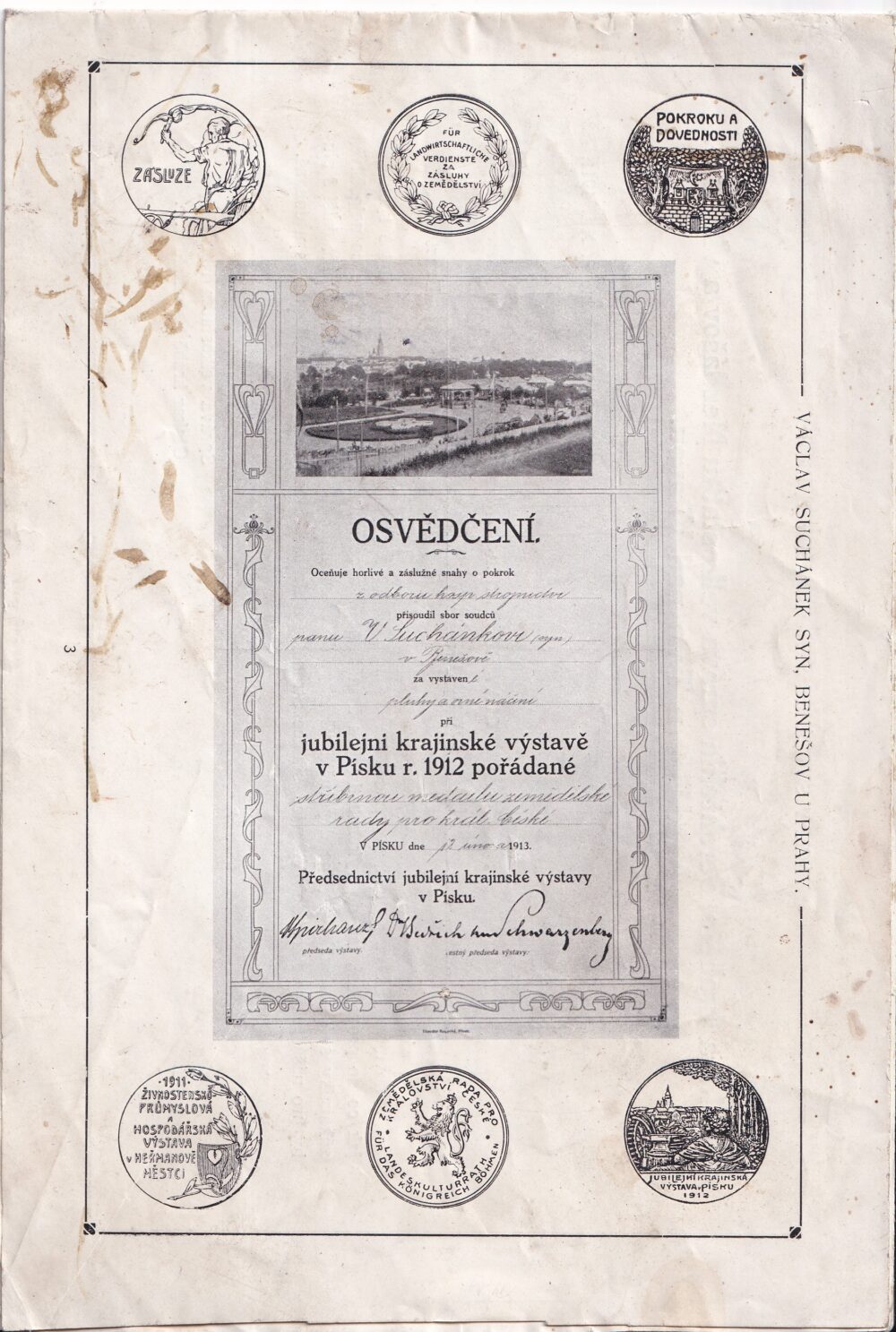 Leták Továrna na pluhy Suchánek Benešov u Prahy 1.pol.20.st.