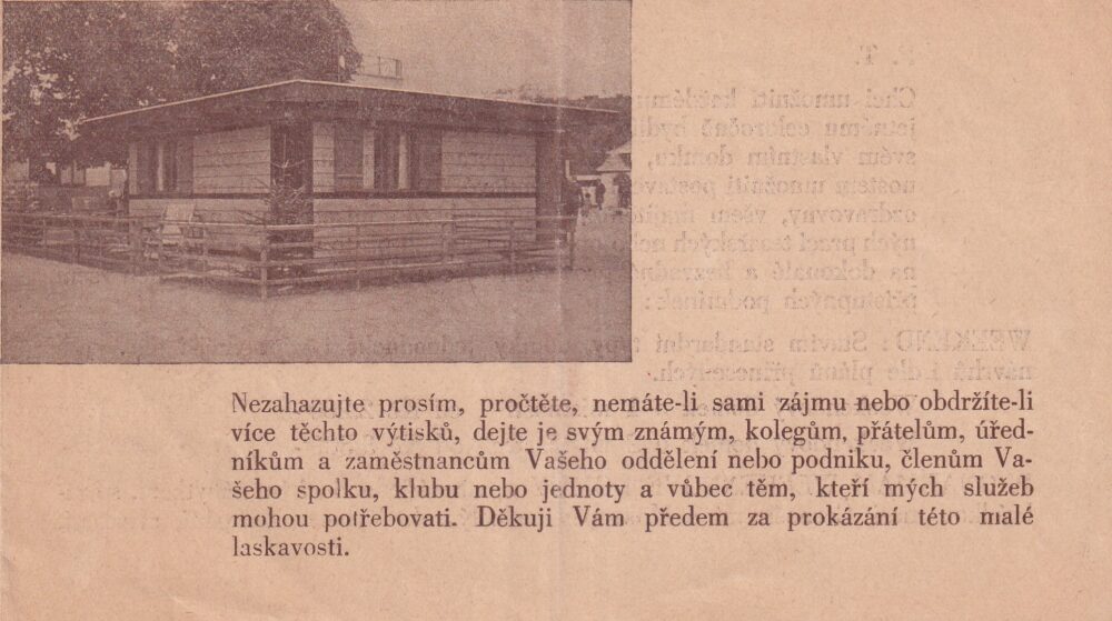 Leták reklamní-Strojní závod tesařský, Arch.V.Jedlička 1.pol.20.st.