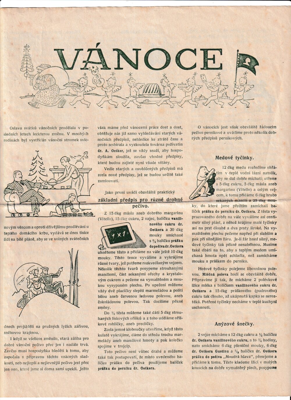 Leták Vánoce, recepty na vánoční cukroví Dr.Oetker, 1.pol.20.st.