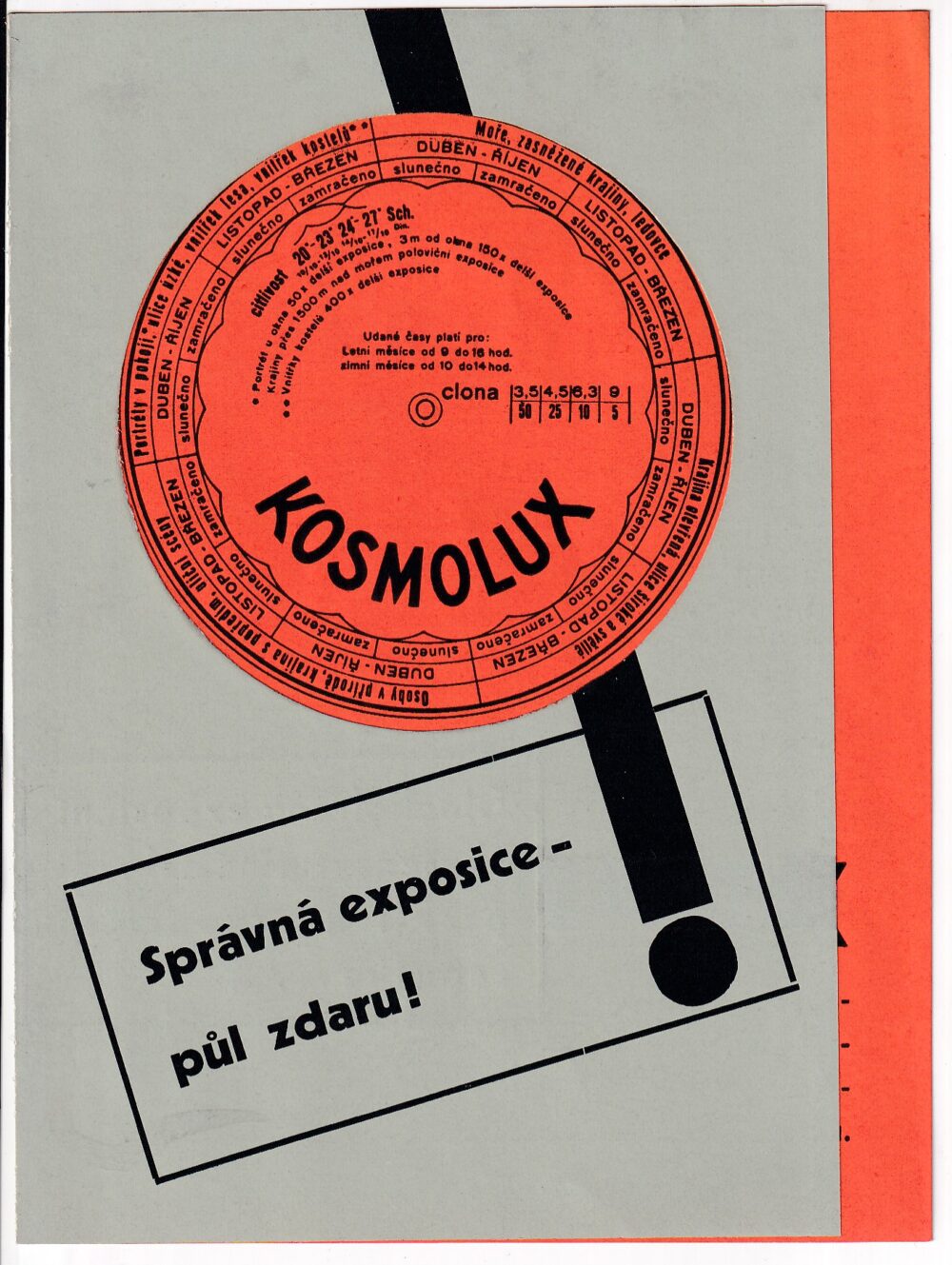 Leták Kosmolux exposiční tabulka, Foto-Wachtl Praha 1.pol.20.stol.