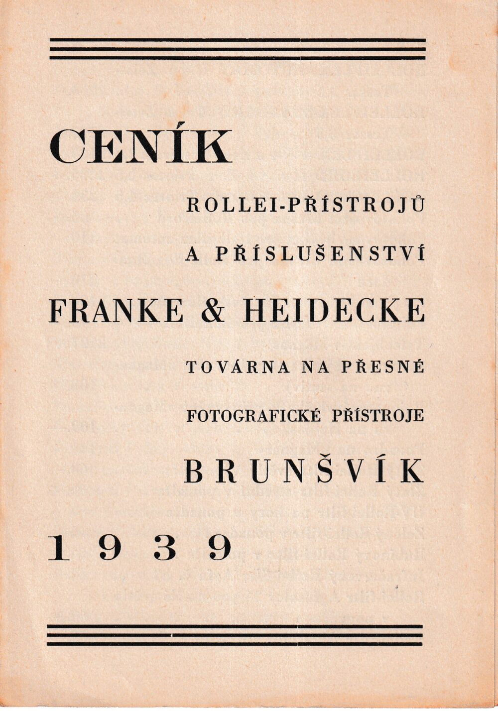 Ceník Rollei přístrojů a příslušenství Franke&Heidecke, Brunšvík r.1939