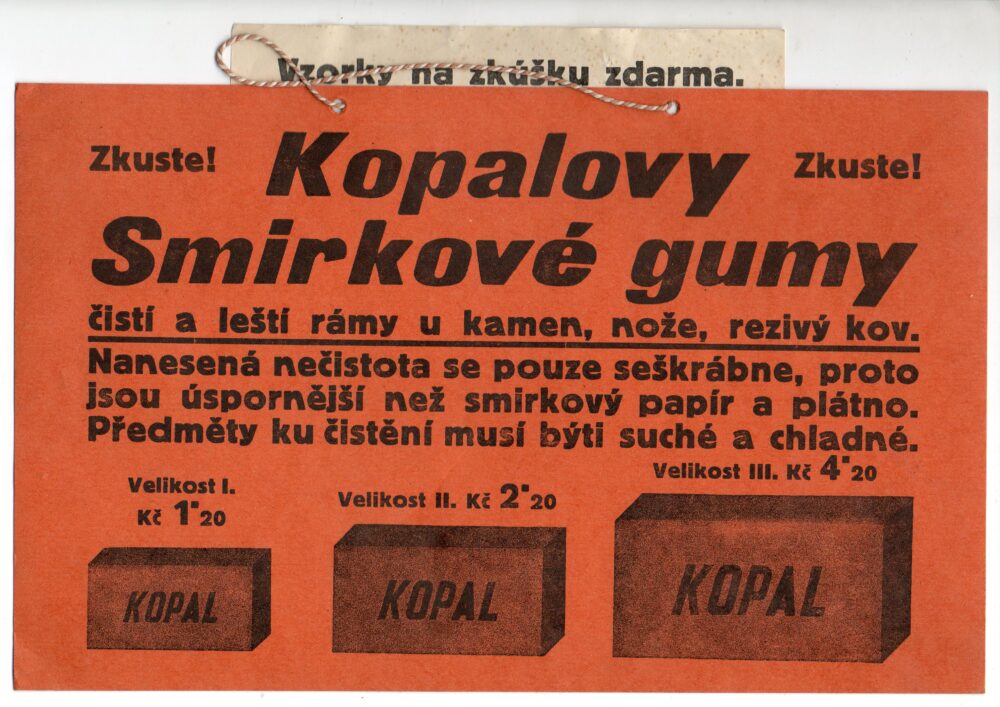 Leták Kopalovy smirkové gumy, Praha