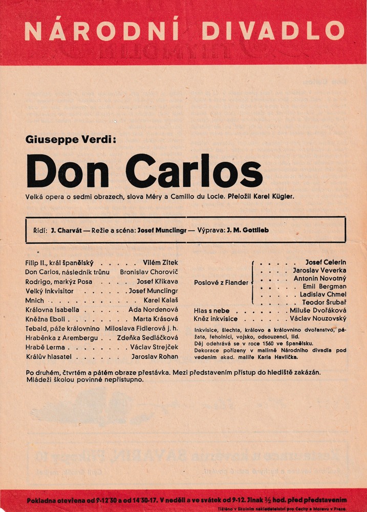 Plakát Národní divadlo – Don Carlos