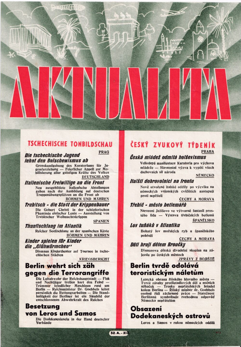 Leták Aktualita, Český zvukový týdeník, Praha