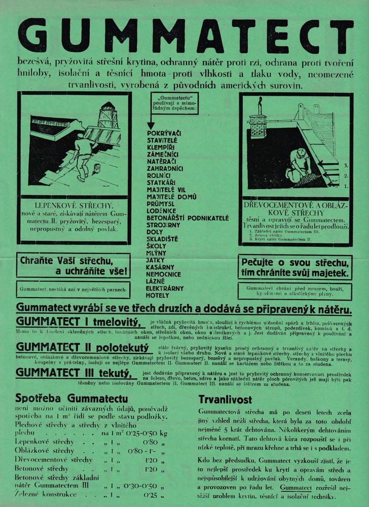 Leták střešní krytina Gummatect, Graf