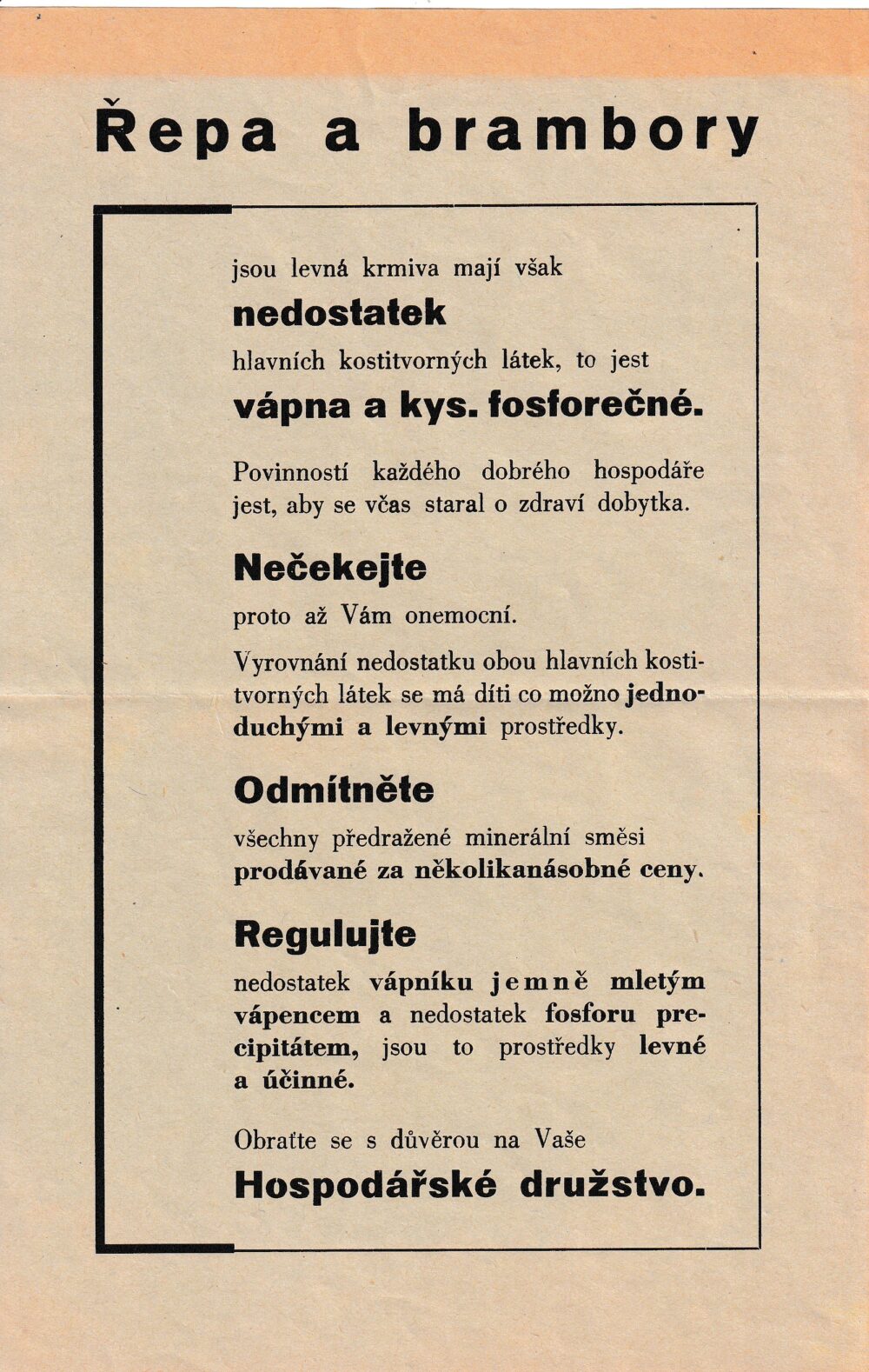 Leták krmiva, Hospodářské družstvo