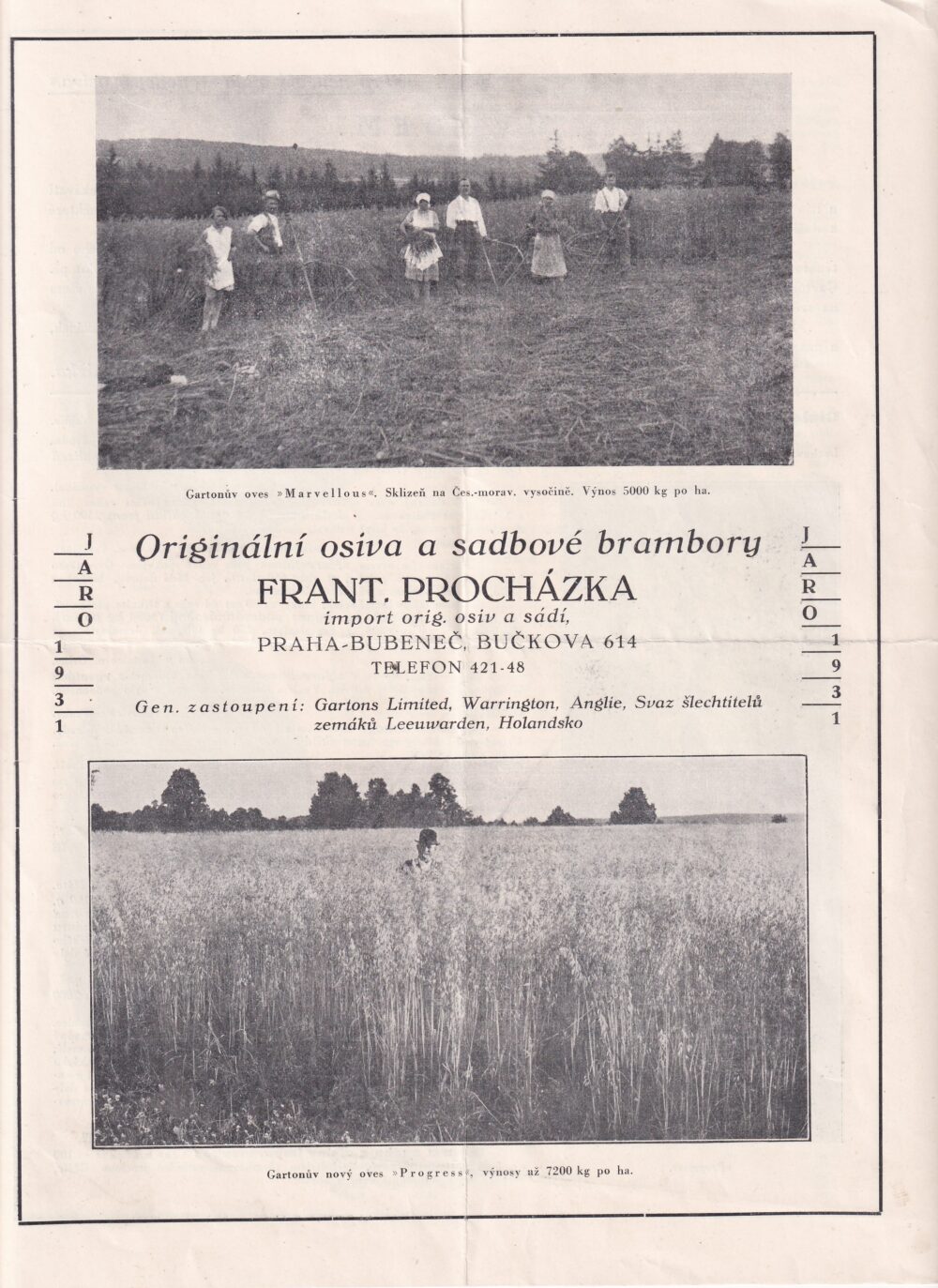 Leták osiva a brambory, Procházka, Praha