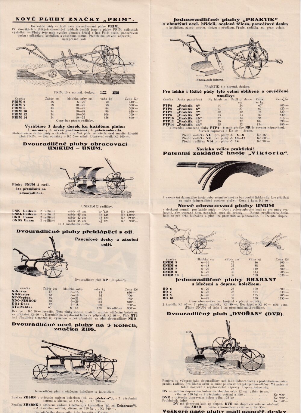 Leták pluhy Agra, Červinka, Čelákovice