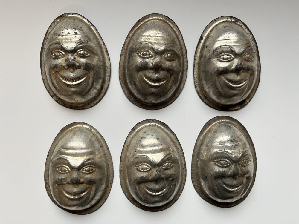 Starožitné formičky ve tvaru obličeje, vajíček 6 ks