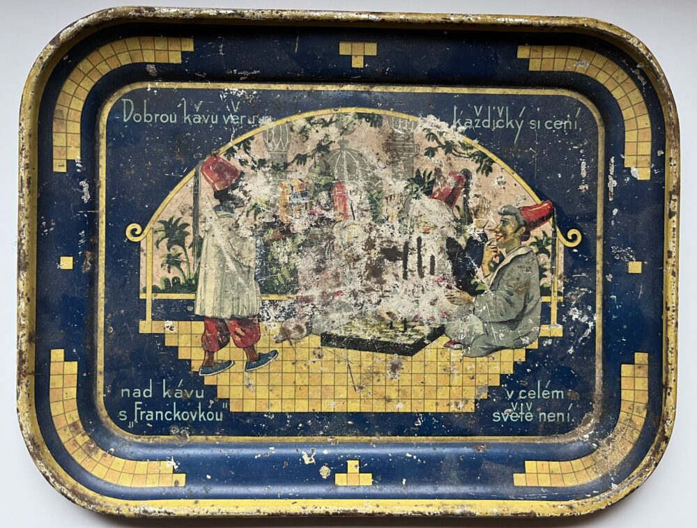 Reklamní plechový tác Francovka, káva