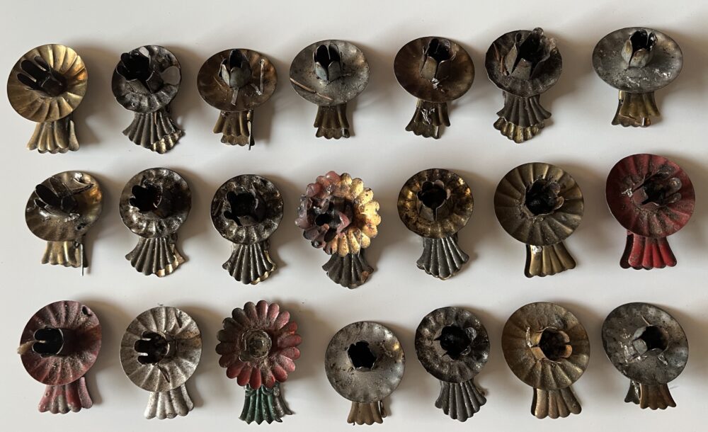 Starožitné vánoční skřipce na svíčky, 21 ks 1.pol.20.stol.