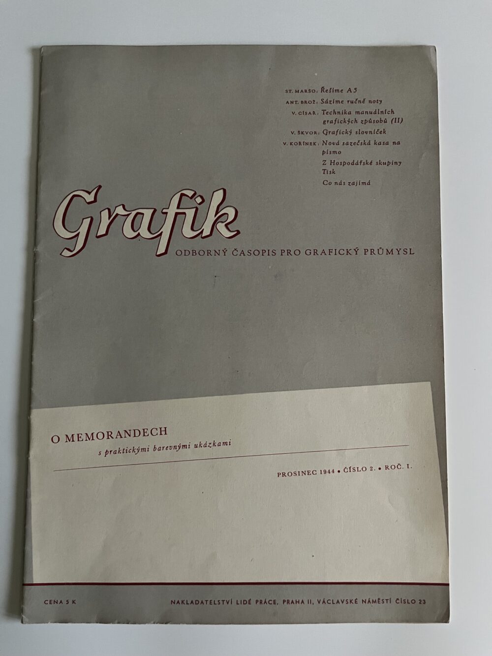 Odborný časopis pro grafický průmysl - Grafik, r.1944 K32