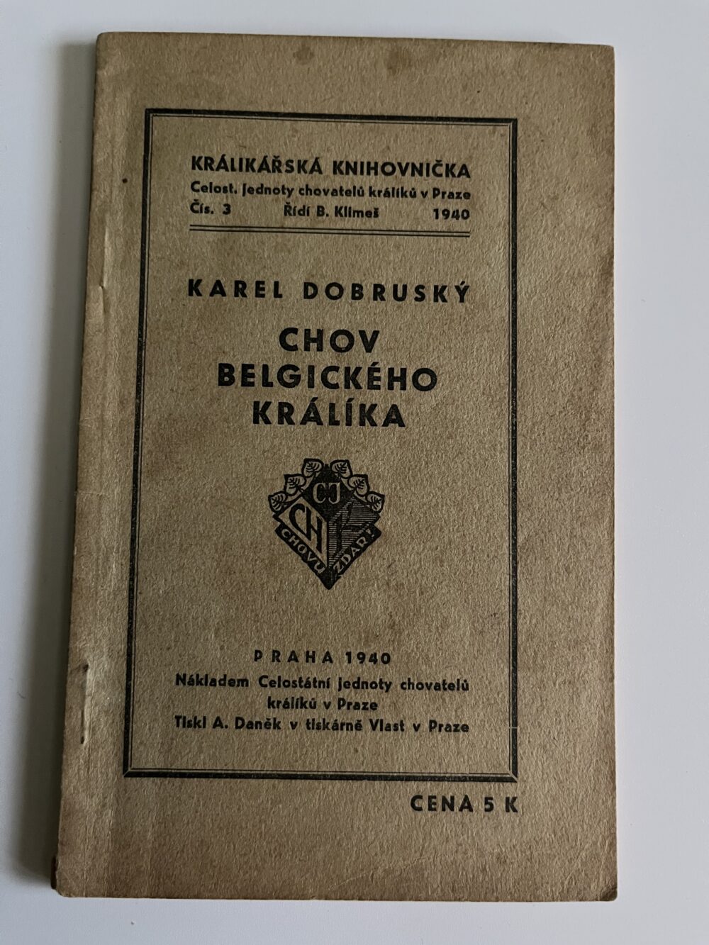 Brožura Chov belgického králíka, K. Dobruský 1940