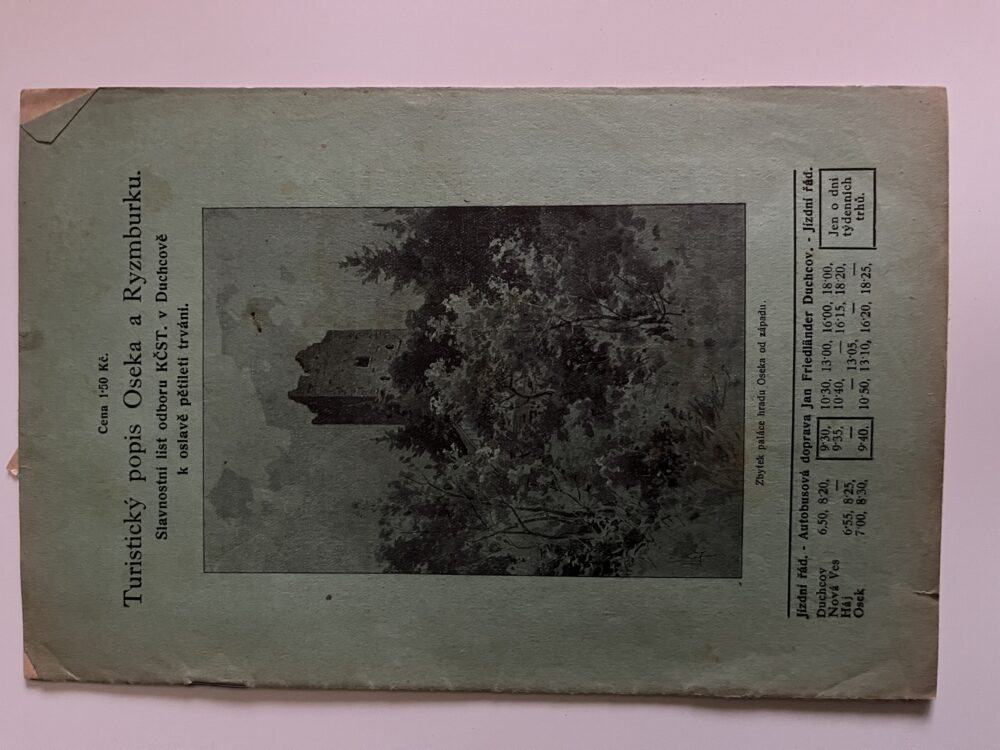 Turistický popis Oseka a Ryzmburku Slavnostní list odboru KČST, 1927