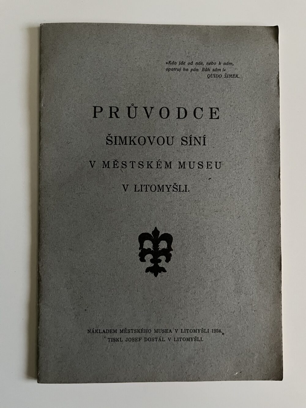 Průvodce Šimkovou síní v městském museu v Litomyšli 1934