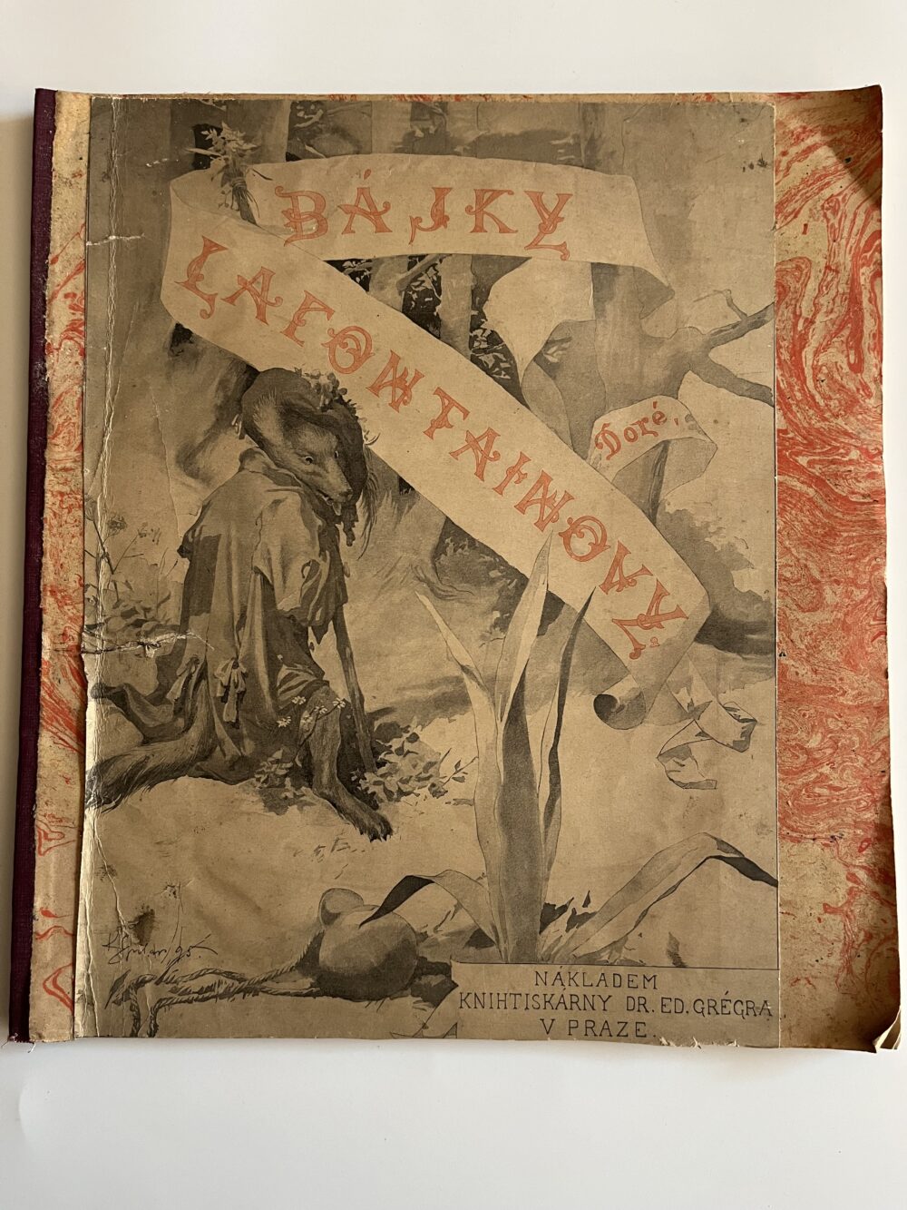 Kniha - Čtrnáctero bájek Lafontainových s illustracemi, r.1895