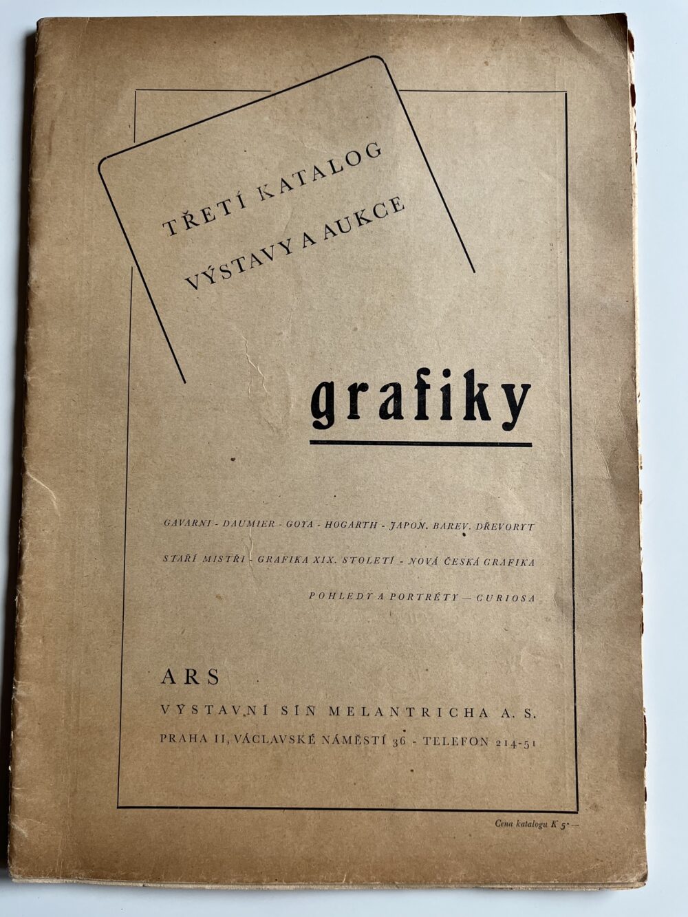 Třetí katalog výstavy a aukce grafiky, výstavní síň ARS Melantricha