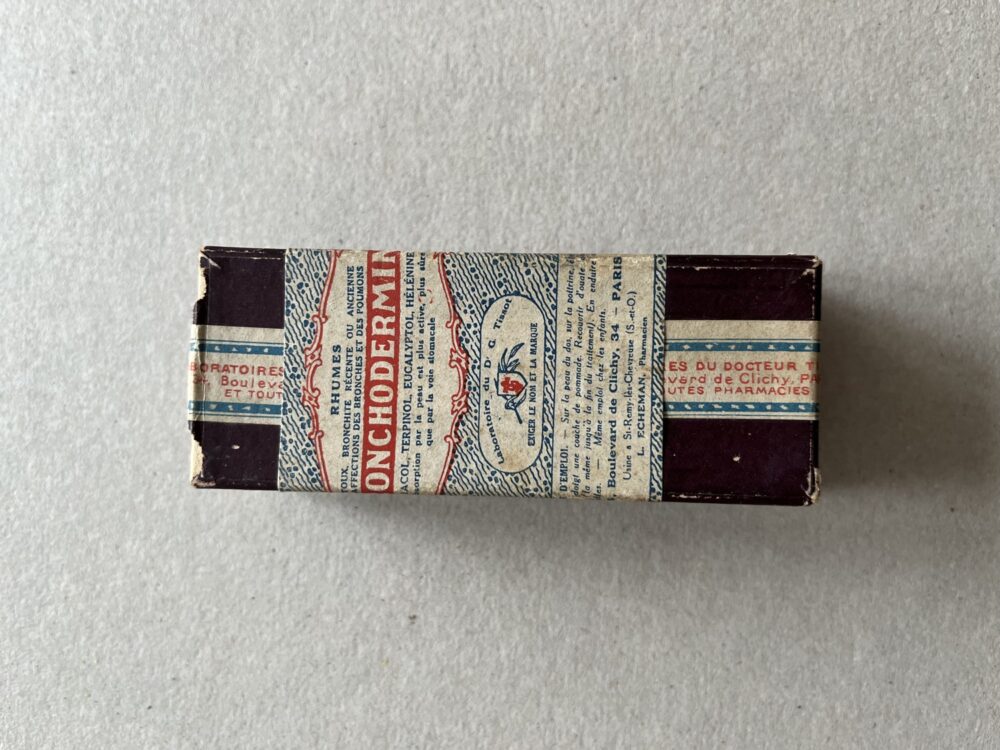 Krabička od léku k nachlazení Bronchodermin, 1.pol.20.stol.