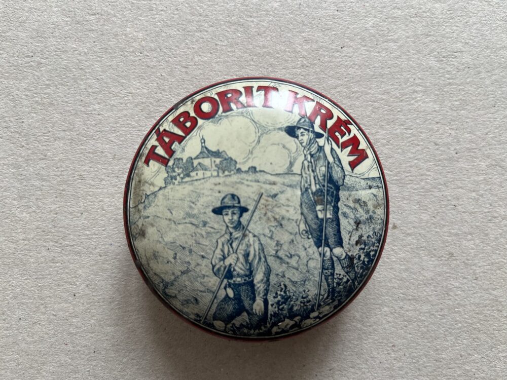 Plechová krabička od krému Táborit, 1.pol.20.stol.