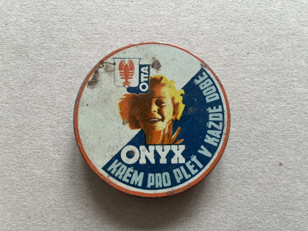 Plechová krabička s obsahem ONYX, Otta krém na pleť 1.pol.20.st.