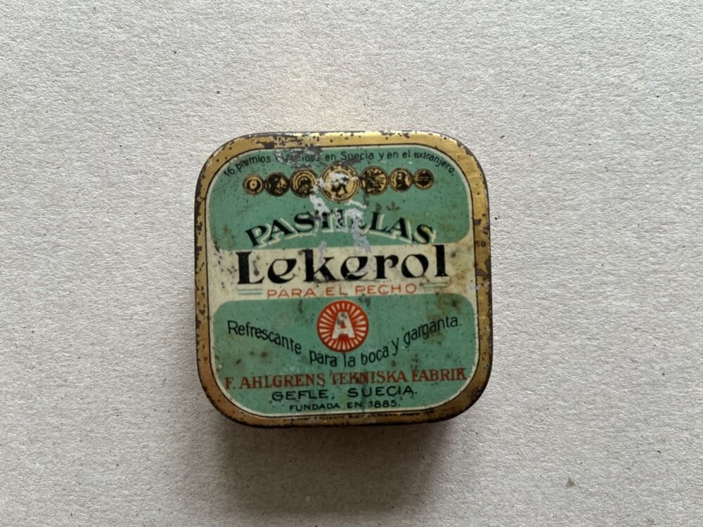 Plechová krabička od pilulek Lekerol, r.1916