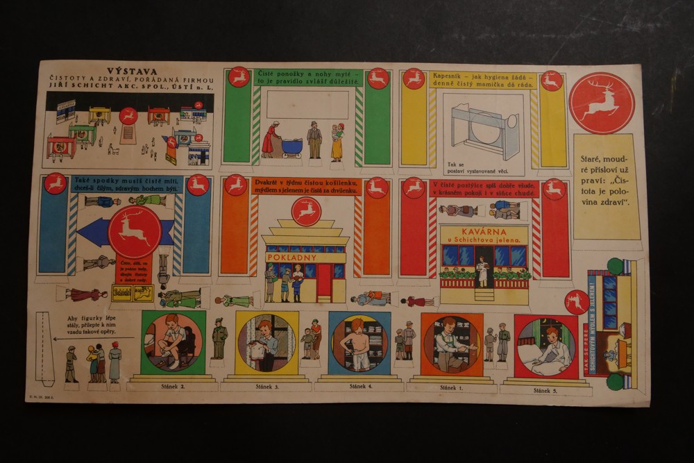 Reklamní vystřihovánka Výstava - čistota a zdraví, Schichtal 1.pol.20.st.