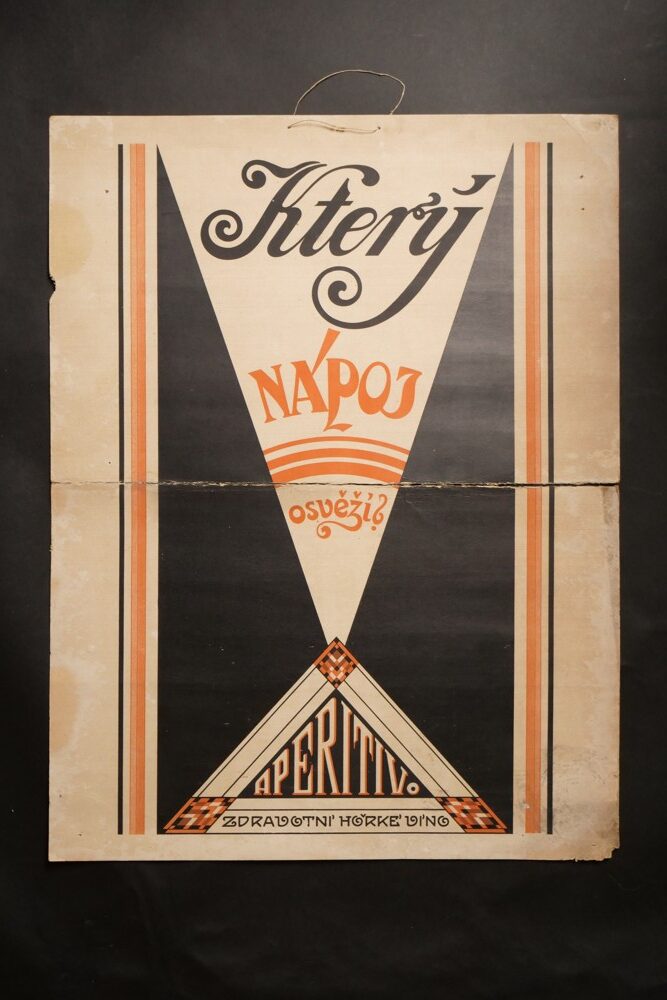 Reklamní cedule - Aperitiv zdravotní hořké víno, 1.pol.20.stol.