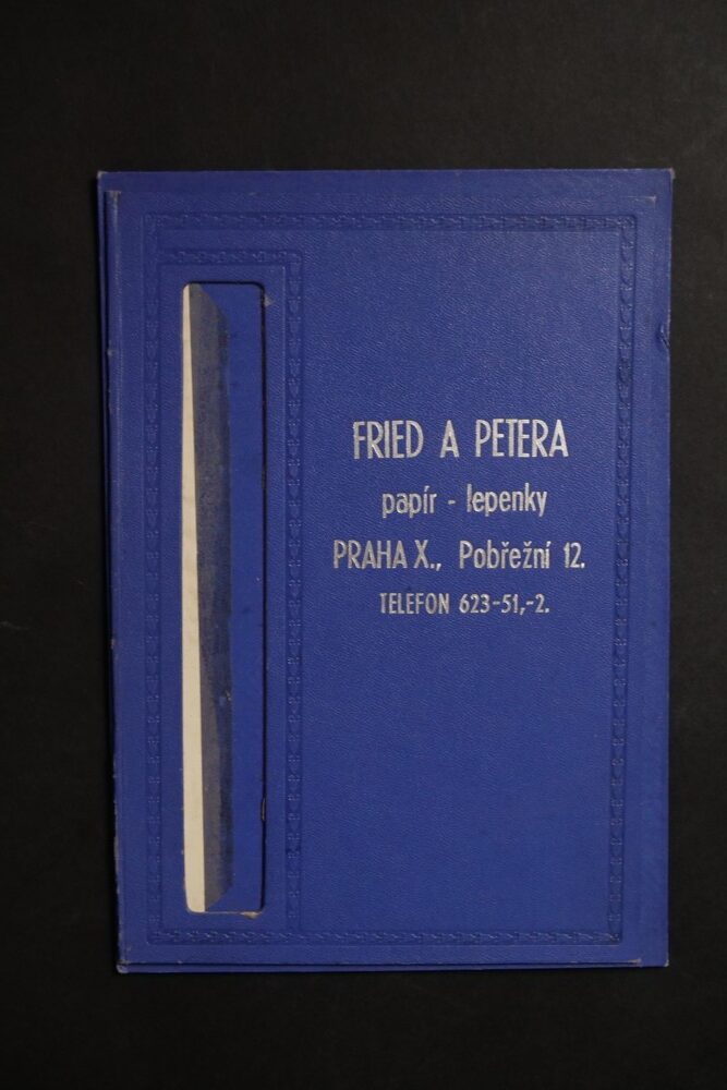 Papírová reklama stojící - Fried a Petera, papír-lepenky, 1.pol.20.stol.