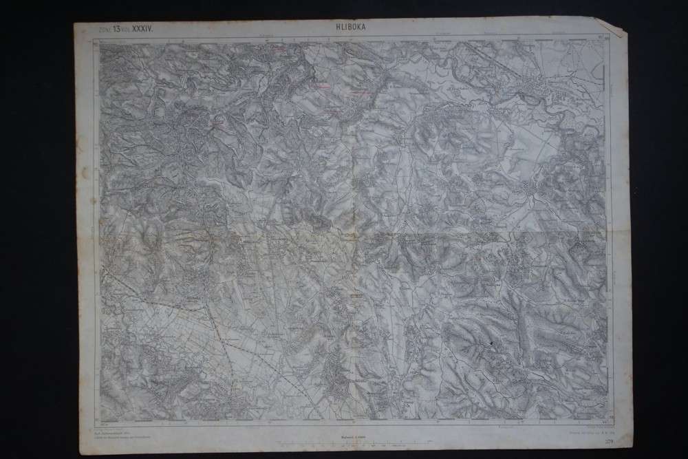 Rakousko-uherská vojenská mapa - Hliboka, 1914