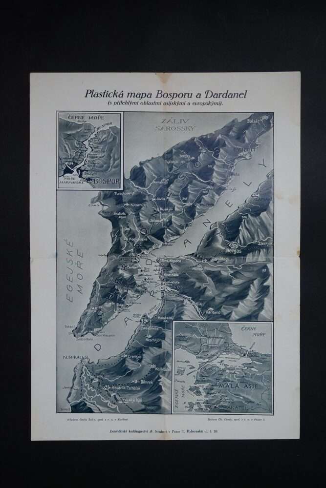 Starožitá plastická mapa - Bospor a Dardanely, první pol. 20. stol.