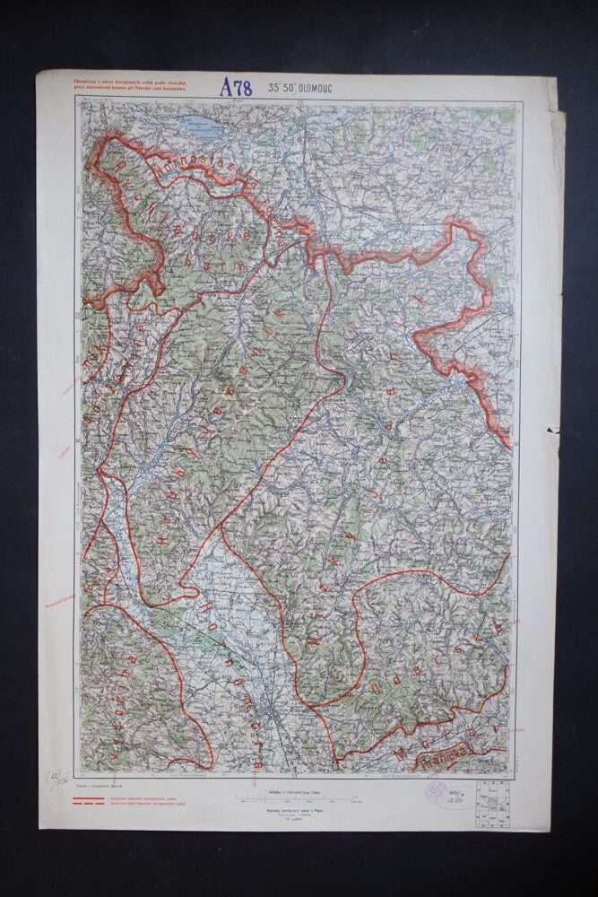 Vojenská mapa - Olomouc, první pol.20.stol.