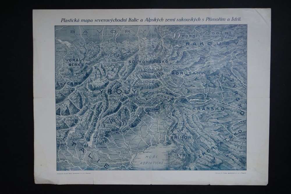 Starožitá plastická mapa - Itálie, první pol. 20. stol.