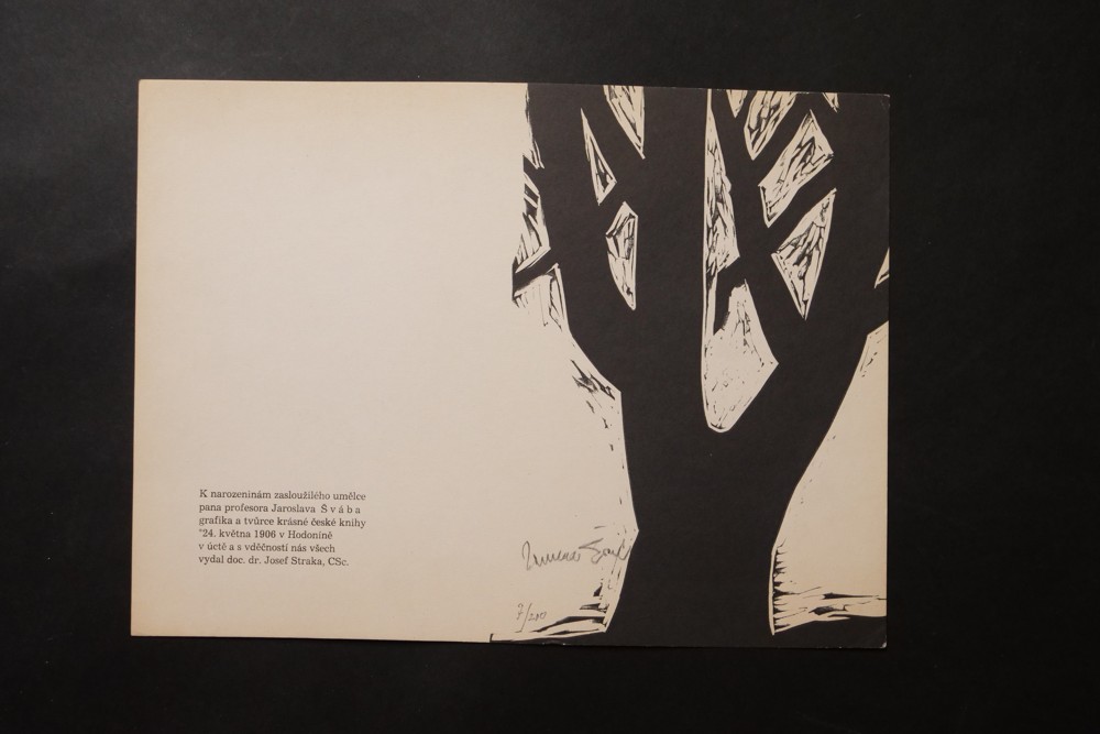 Grafika-K narozeninám zaslouž.umělce profesora J. Švába