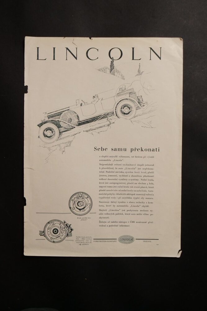 Plakát Závody Tatra, Kopřivnice / LINCOLN 1.pol.20.tol., automobil