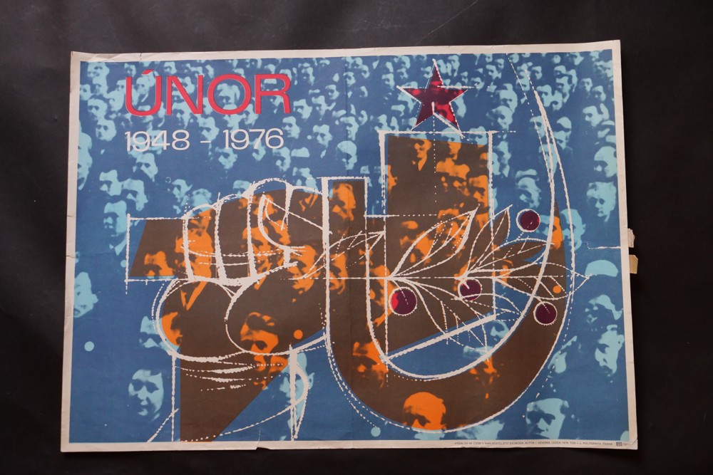 Plakát propagandistický ÚNOR 1948 - 1976, autor Veverka