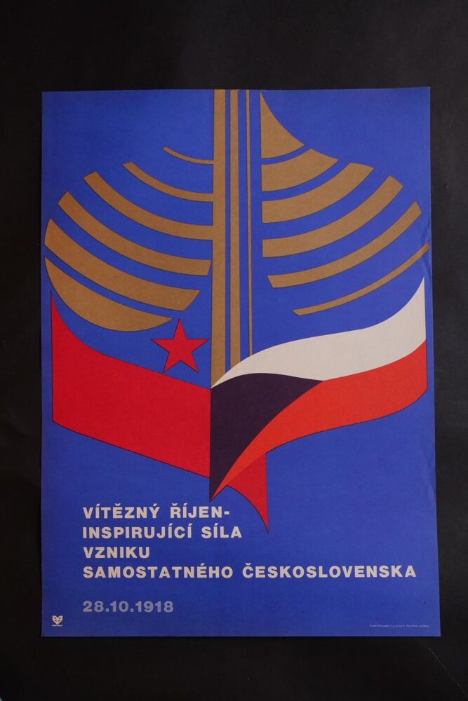 Plakát Vítězný Říjen-inspirující síla vzniku samostat. Československa