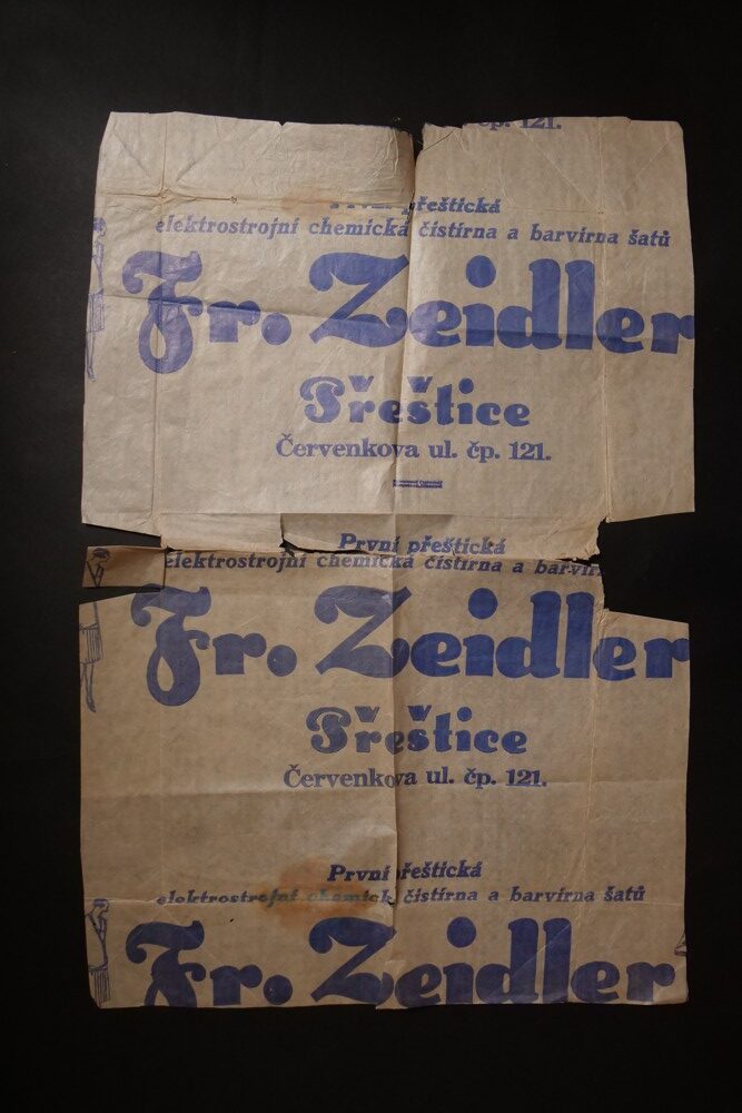 Reklamní papír Zeidler, Přeštice čistírna a barvírna šatů 1.pol.20.st.