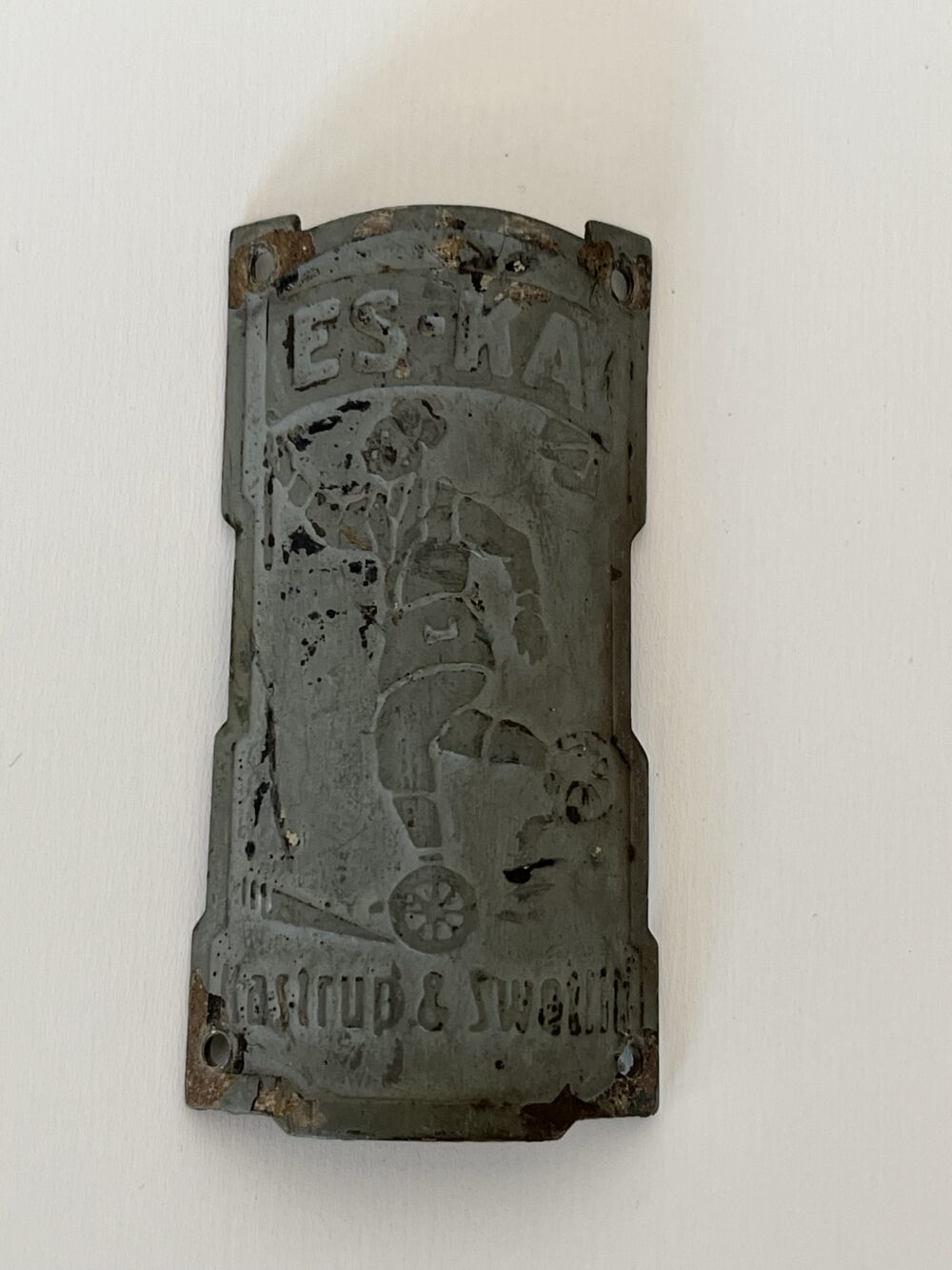 Historický kovový štítek Es-Ka z jízdního kola, Kastrup a Swetlik
