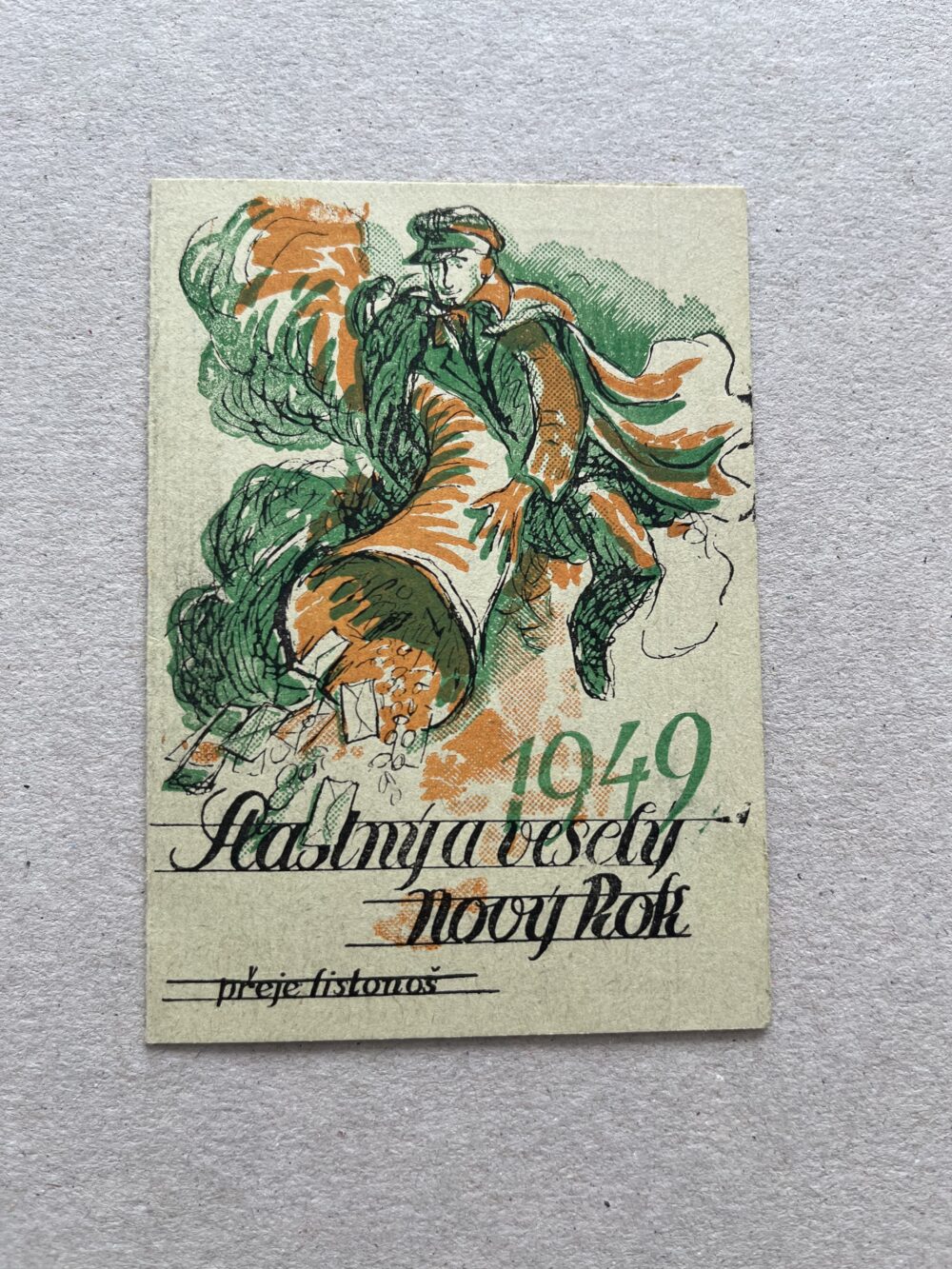 Kalendář r. 1949 - Šťastný a veselý nový rok přeje listonoš