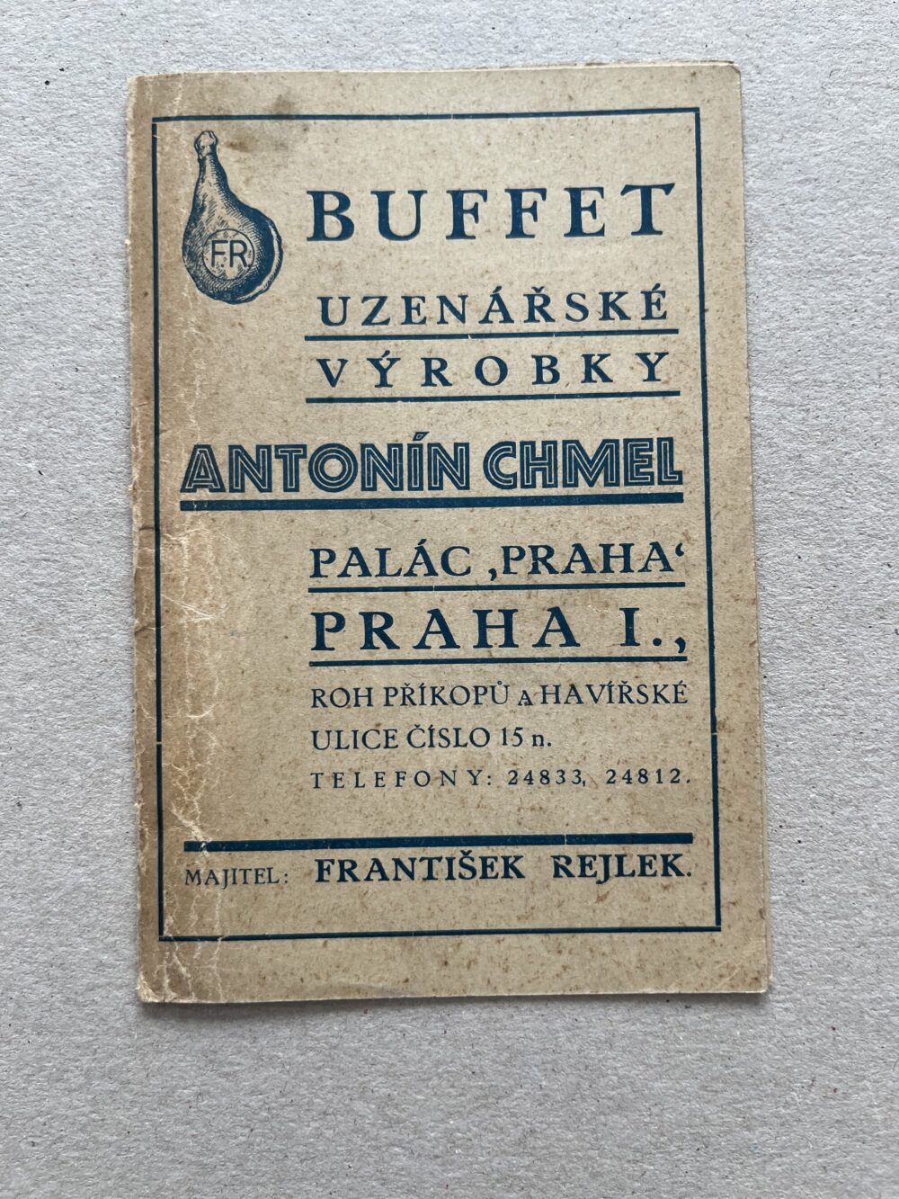 Reklamní kapesní kalendář Buffet - Uzenářství Antonín Chmel r.1931